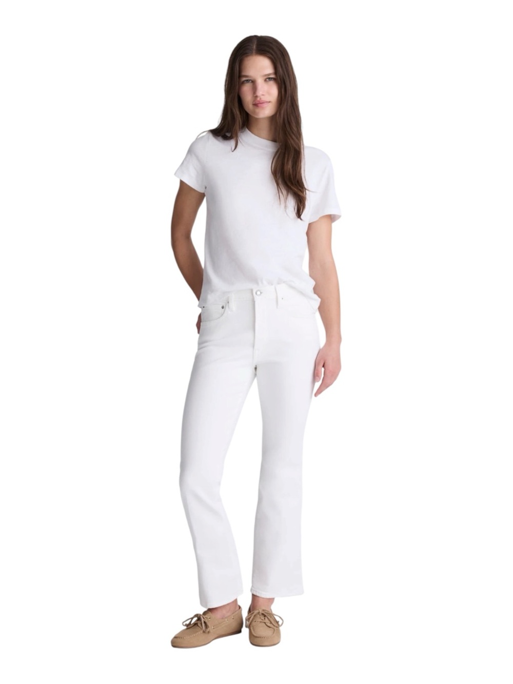Madewell The Flare Crop Jean in Stretch White Denim Size 28